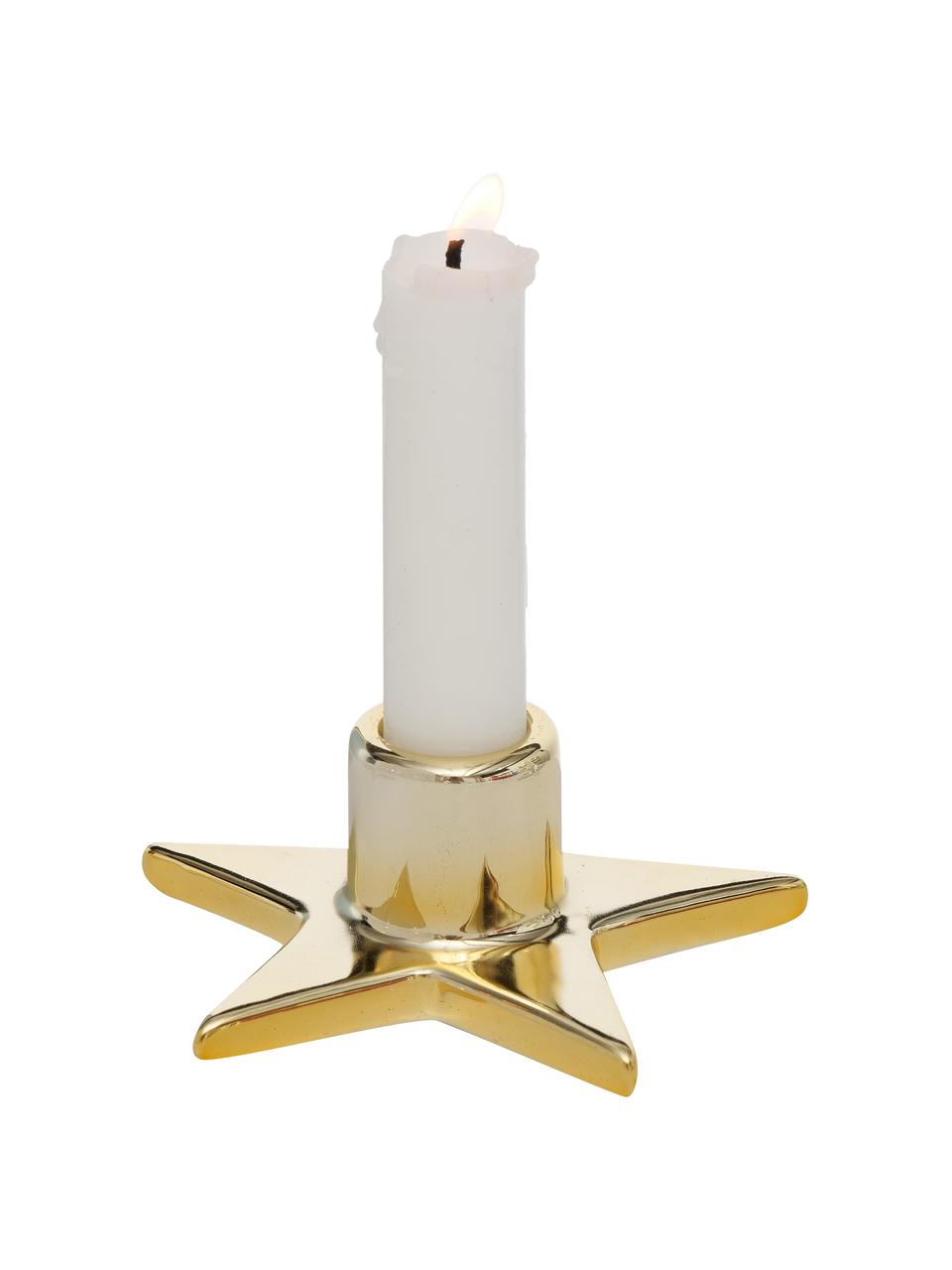 Set de candelabroa Odessia, 3 uds., Gres pintado, Blanco, dorado, plateado, Ø 10 x Al 4 cm