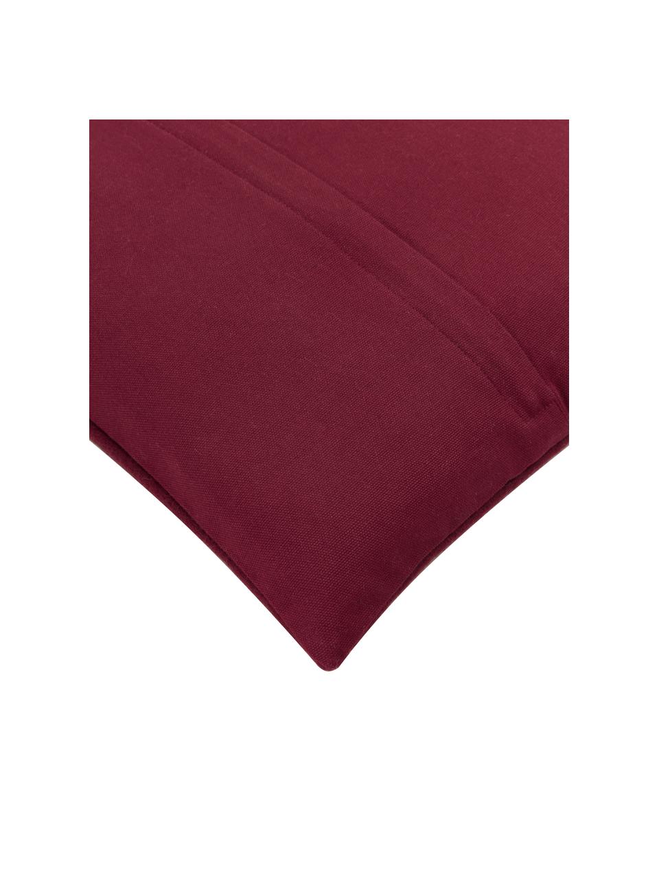 Federa arredo ricamata color rosso Joy, Retro: 100% cotone, Rosso, bianco crema, Larg. 45 x Lung. 45 cm