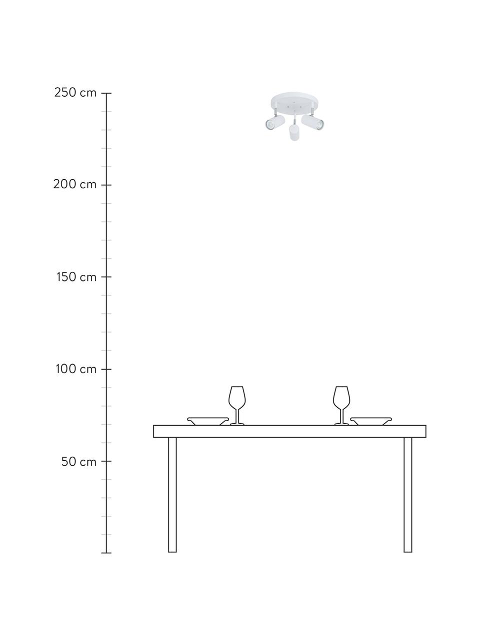 Faretti da soffitto bianchi Hubble, Paralume: metallo rivestito, Baldacchino: metallo rivestito, Bianco, cromo, Ø 25 x Alt. 16 cm