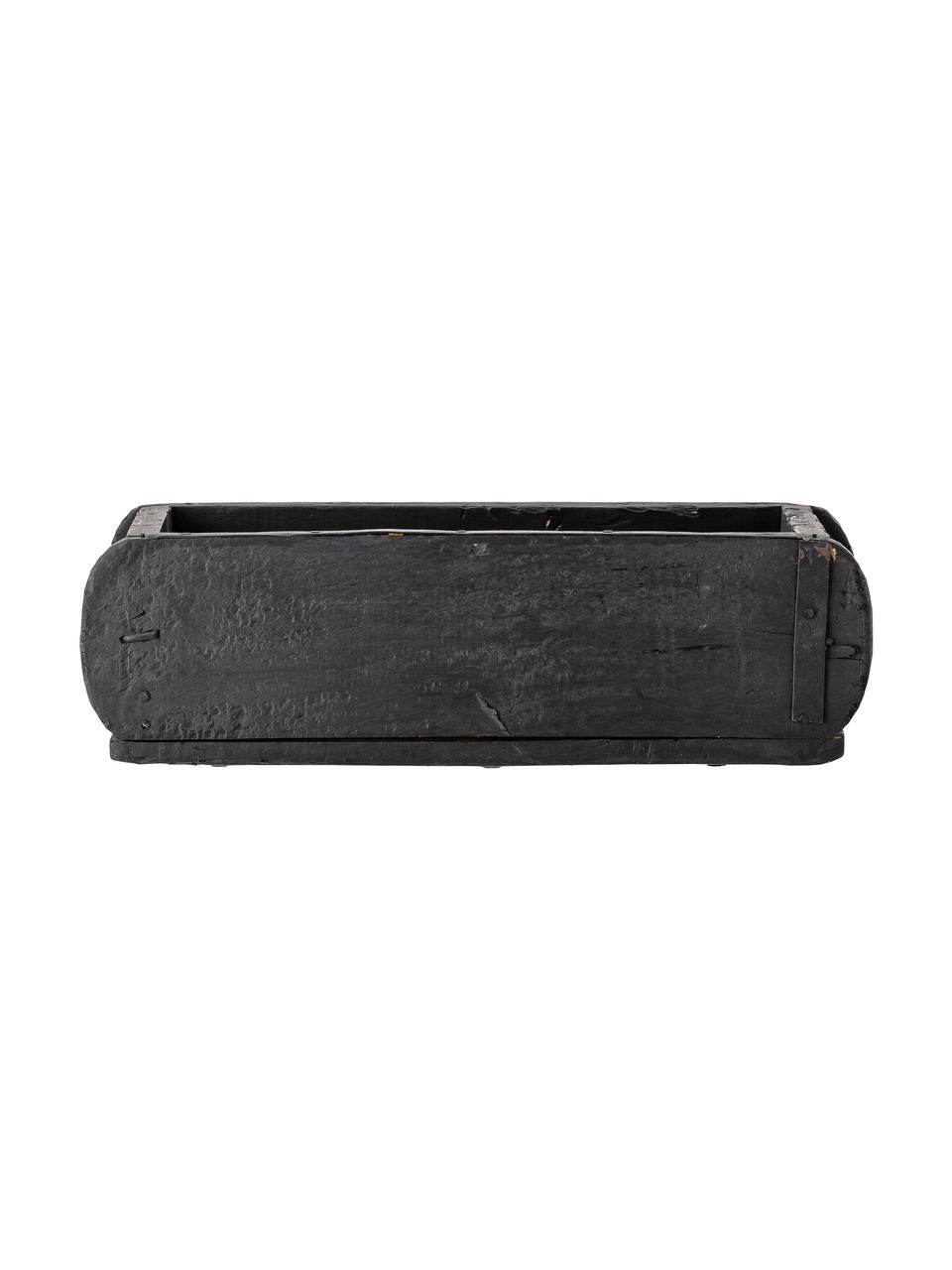 Handgefertigte Aufbewahrungsbox Janemaria aus recyceltem Holz, Recyceltes Holz, wachsbeschichtet, Schwarz, B 30 x H 10 cm