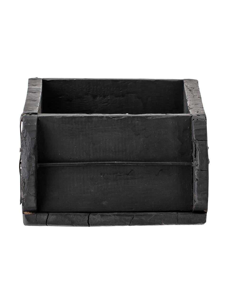 Caja artesanal de madera reciclada Janemaria, Madera reciclada, encerada, Negro, An 30 x Al 10 cm