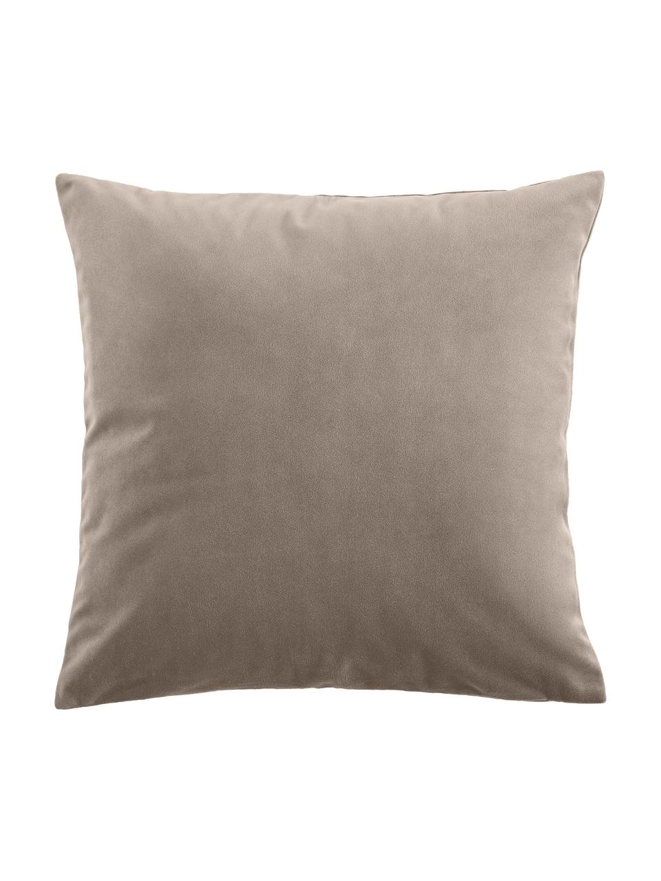 Poszewka na poduszkę z aksamitu Rush, 2 szt., 100% poliester z recyklingu, Taupe, S 45 x D 45 cm