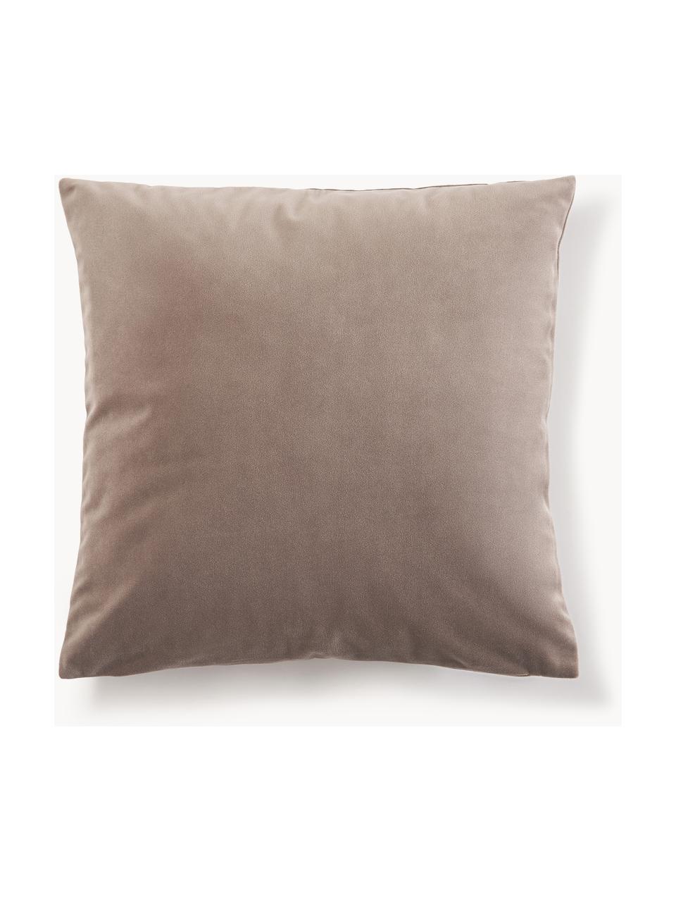 Housses de coussin 45x45 en velours Rush, 2 pièces, 100% polyester (recyclé), certifié GRS, Taupe, larg. 45 x long. 45 cm