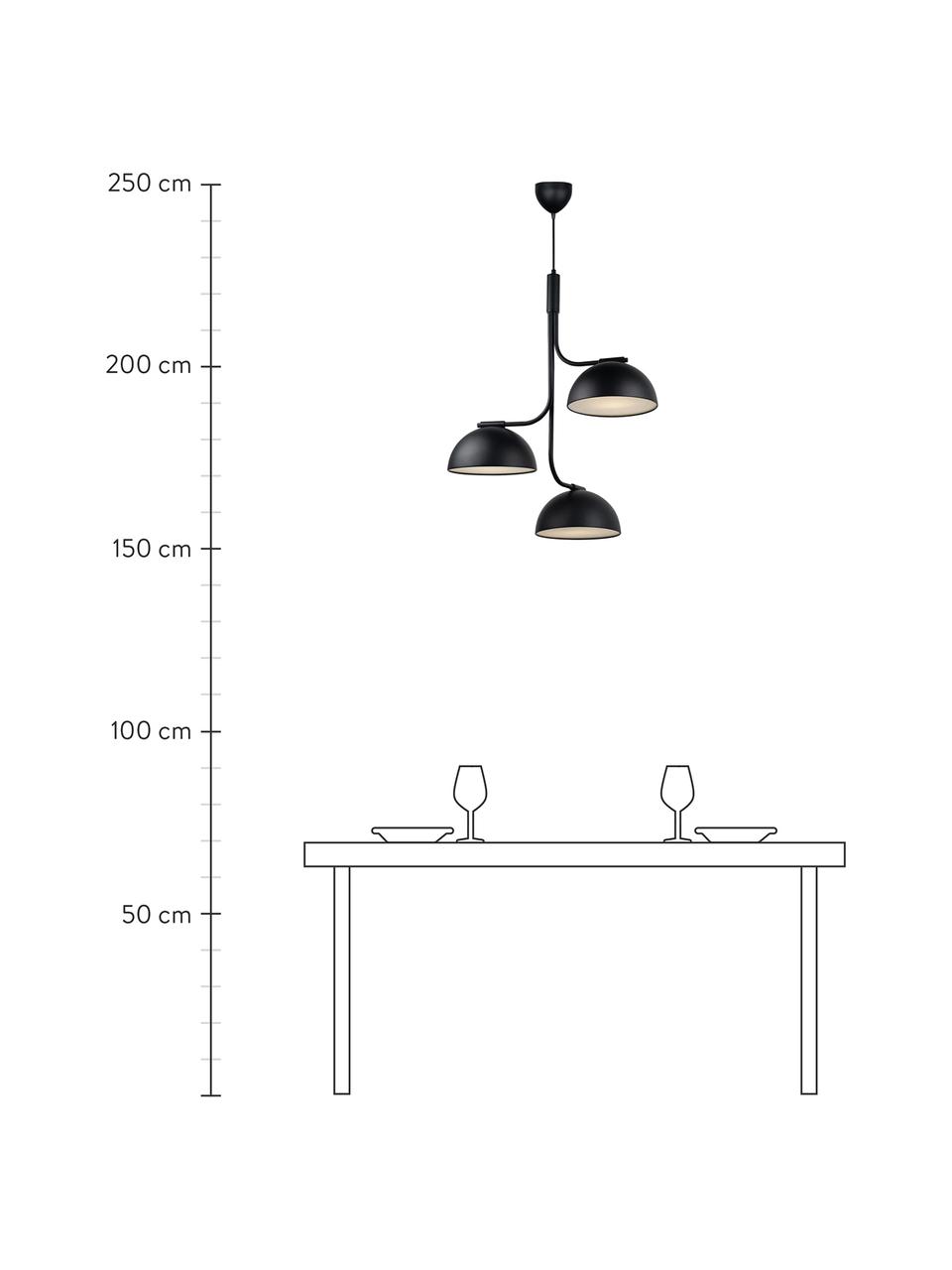 Lampada a sospensione grande Tullio, Paralume: metallo rivestito, Struttura: metallo rivestito, Nero, Ø 60 x Alt. 73 cm