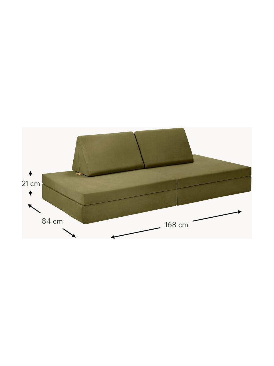 Canapé de jeu modulaire en velours Arktis, Velours vert olive, larg. 168 x prof. 84 cm