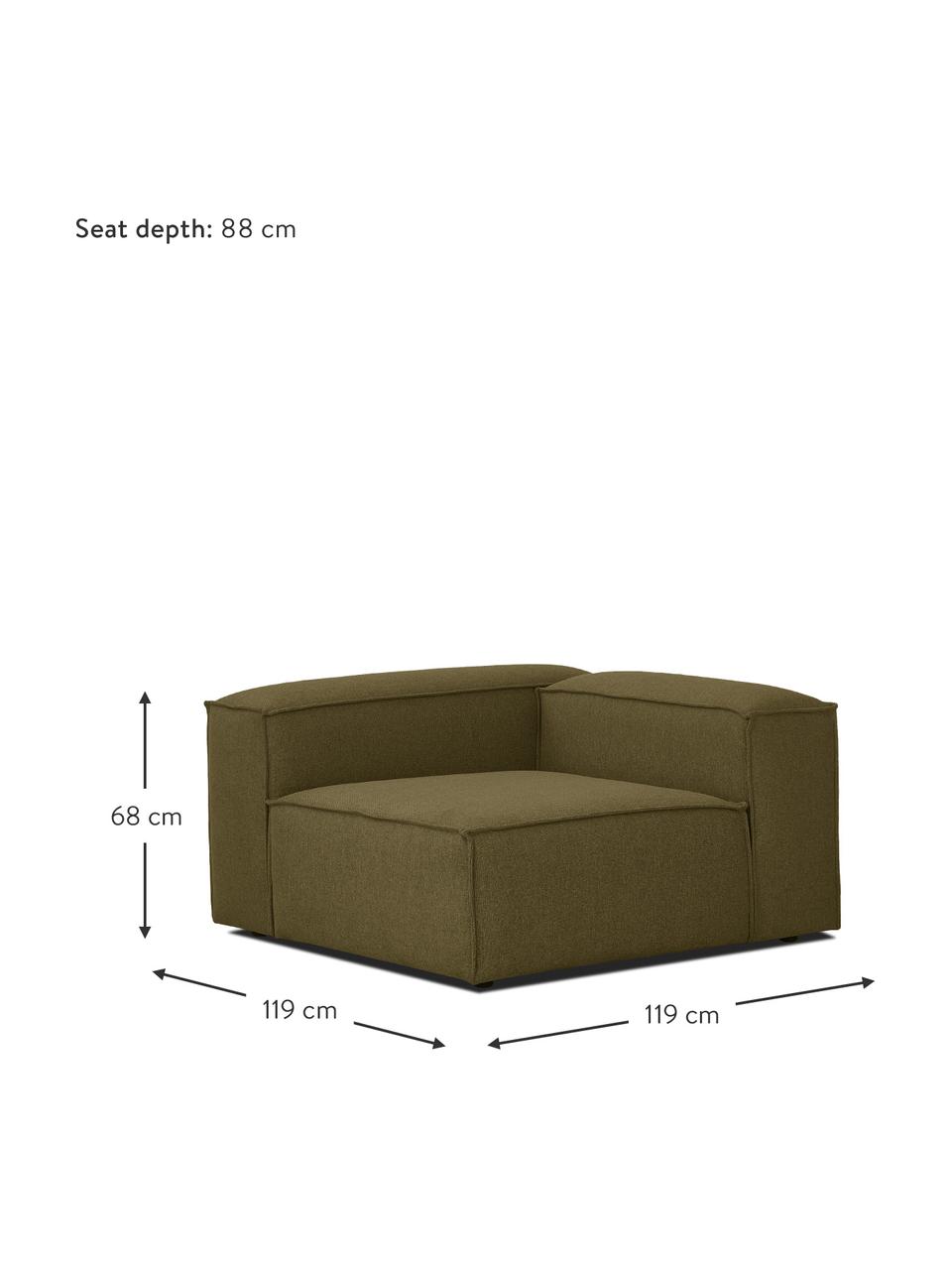 Module d'angle Lennon, Tissu vert, larg. 119 x prof. 119 cm, méridienne à gauche