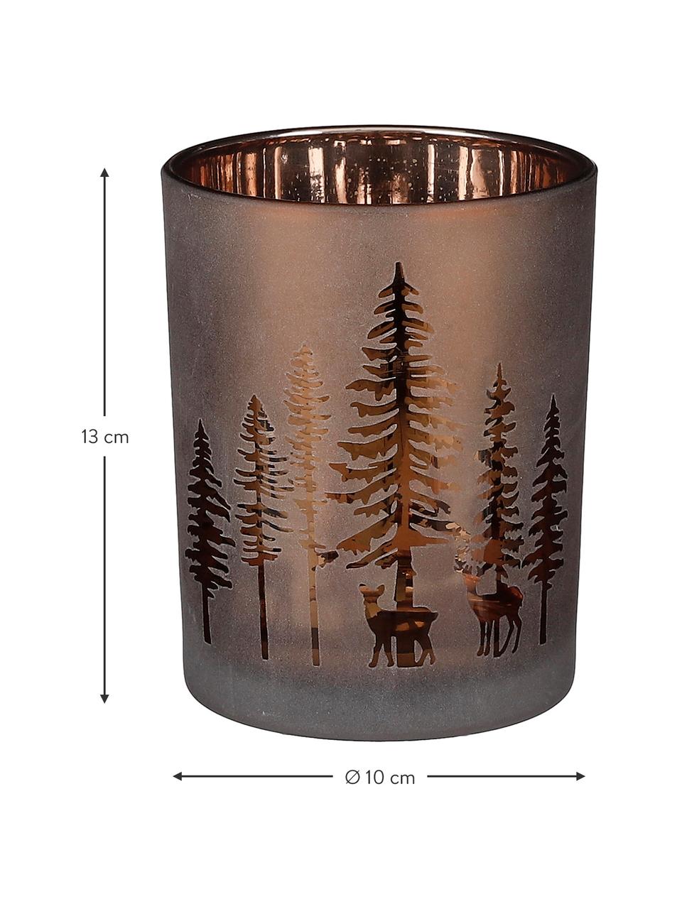 Teelichthalter Forest, Glas, braun, Ø 10 x H 13 cm