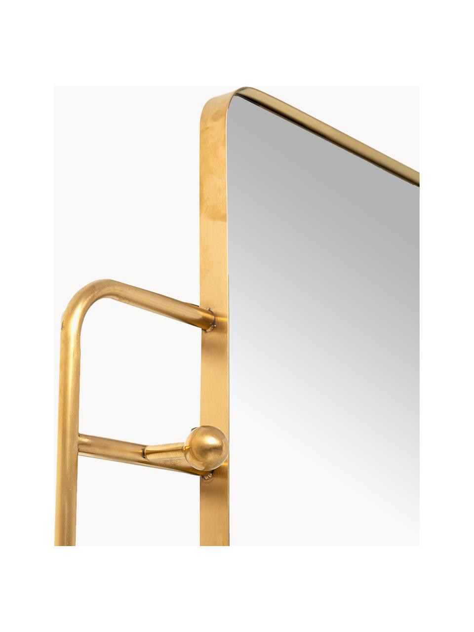 Wandkapstok Tristan met spiegel, Plank: gecoat metaal, spiegelgla, Goudkleurig, B 102 x H 150 cm