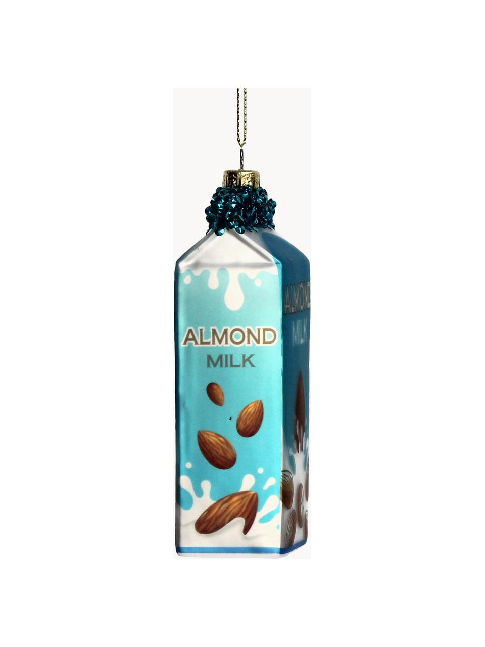 Ozdoba na stromeček Almond Milk, Sklo, Odstíny modré, hnědá, bílá, Š 4 cm, V 13 cm