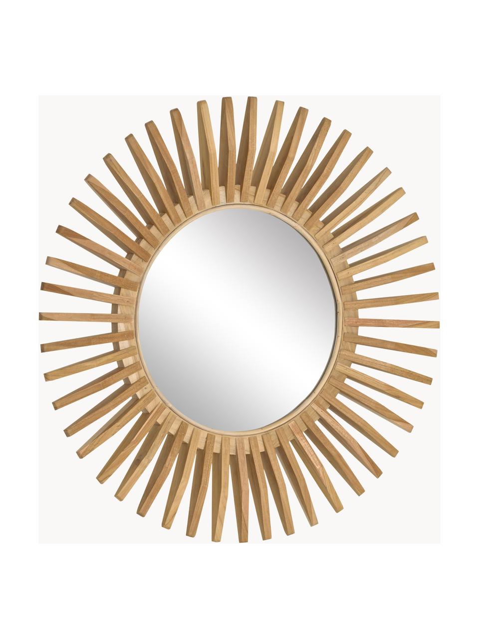 Kulaté nástěnné zrcadlo s rámem z teakového dřeva Ena, Teakové dřevo, Ø 80 cm, H 6 cm