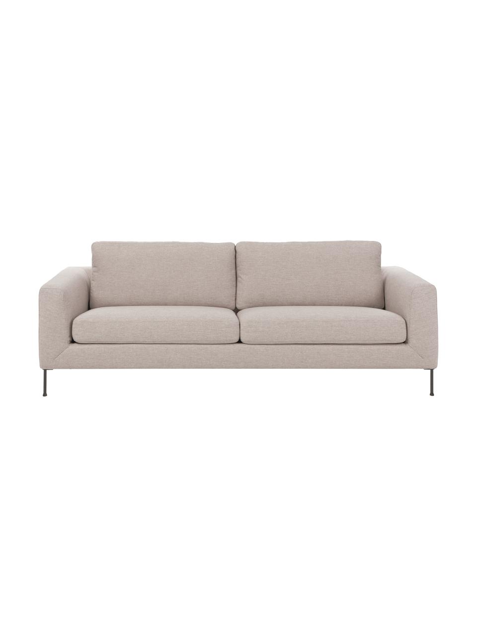 Sofa z metalowymi nogami Cucita (3-osobowa), Tapicerka: tkanina (100% poliester) , Stelaż: lite drewno sosnowe z cer, Nogi: metal lakierowany, Beżowa tkanina, S 228 x G 94 cm