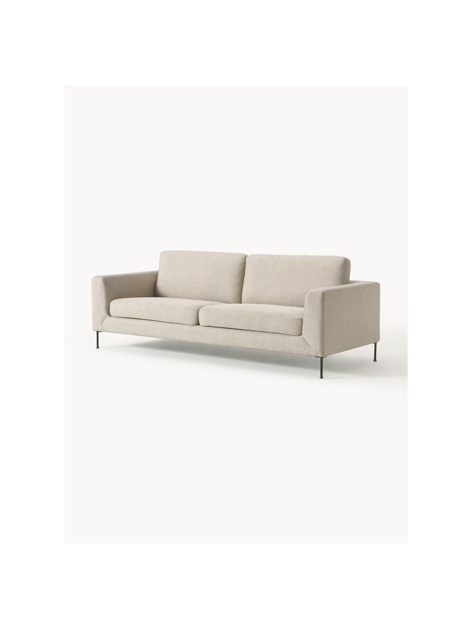 Sofa Cucita (3-osobowa), Tapicerka: tkanina (100% poliester) , Stelaż: lite drewno sosnowe, skle, Nogi: metal lakierowany Ten pro, Jasnobeżowa tkanina, S 228 x G 94 cm