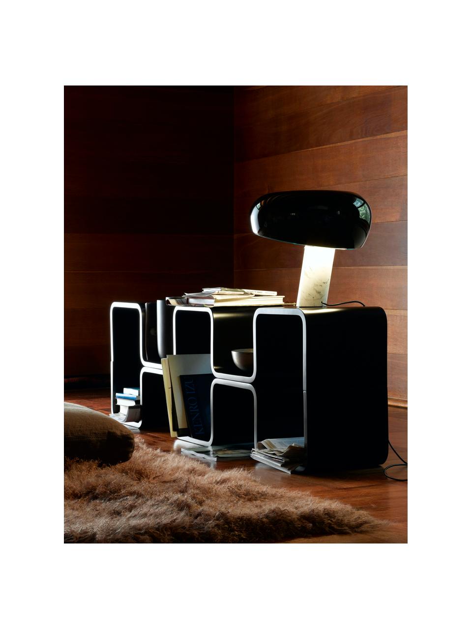Dimmbare Tischlampe Snoopy aus Marmor, Lampenschirm: Metall, beschichtet, Schwarz, Weiss, marmoriert, Ø 47 x H 47 cm