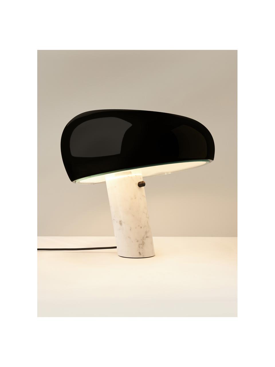 Lampa stołowa z marmuru z funkcją przyciemniania Snoopy, Stelaż: marmur, Czarny, biały, marmurowy, Ø 47 x W 47 cm