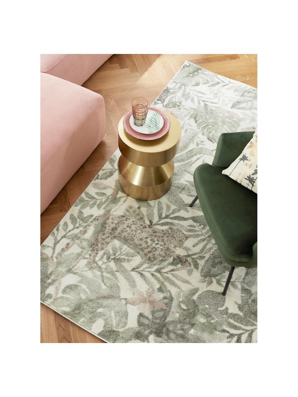Teppich Sambre mit tropischem Print, Flor: 100% Polypropylen, Grün, Kupferbraun, Beige, B 120 x L 170 cm (Grösse S)