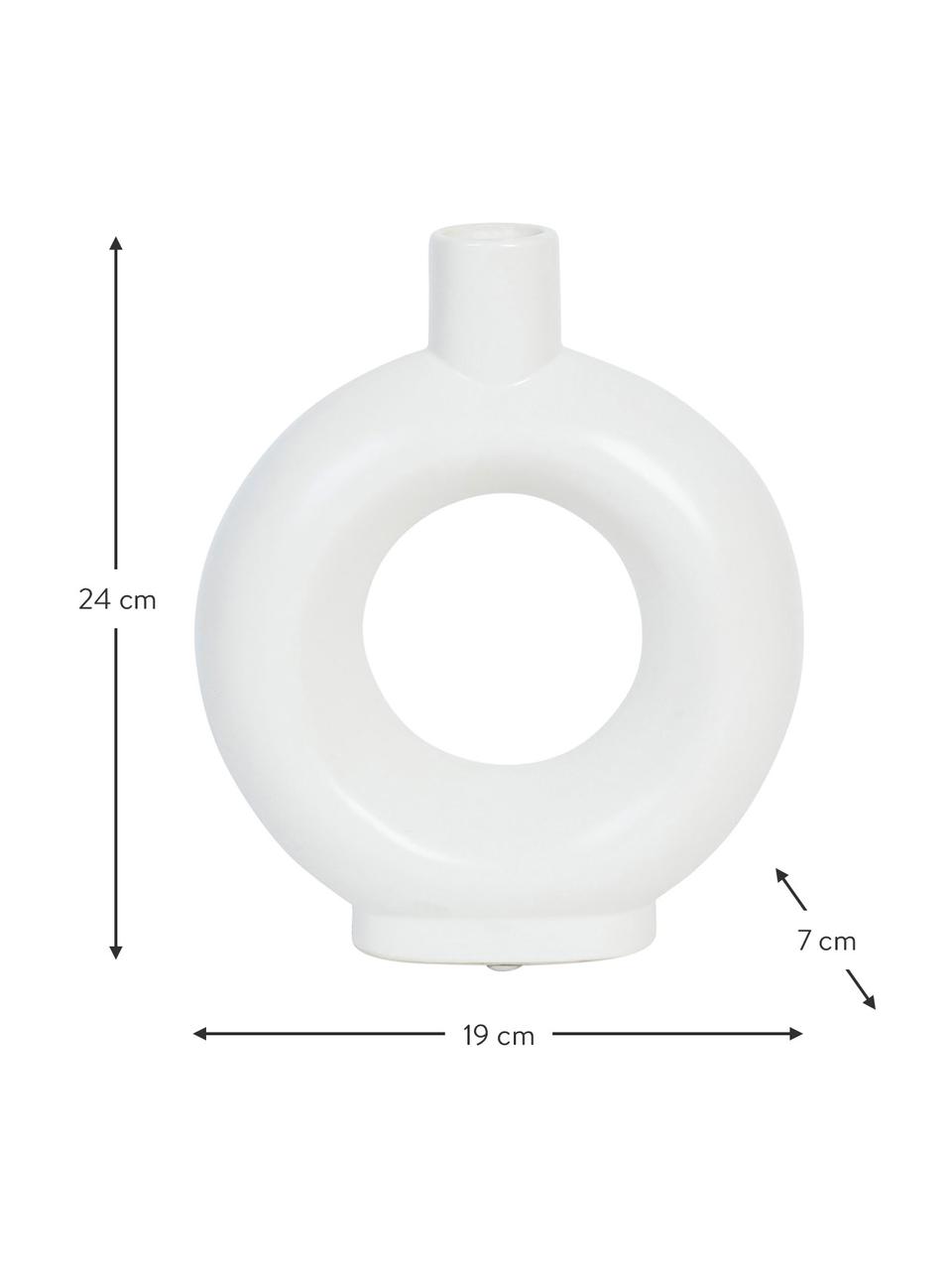 Design-Vase Oleo aus Steingut in Weiß, Steingut, Weiß, B 19 x H 24 cm