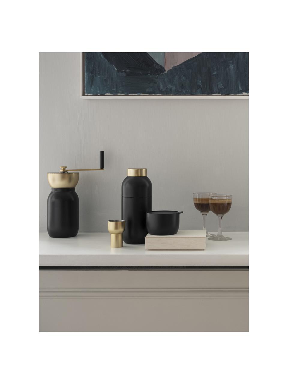 Koffiemolen Collar in zwart/goudkleurig, Edelstaal met teflon coating, messing, Zwart, Ø 10 x H 18 cm