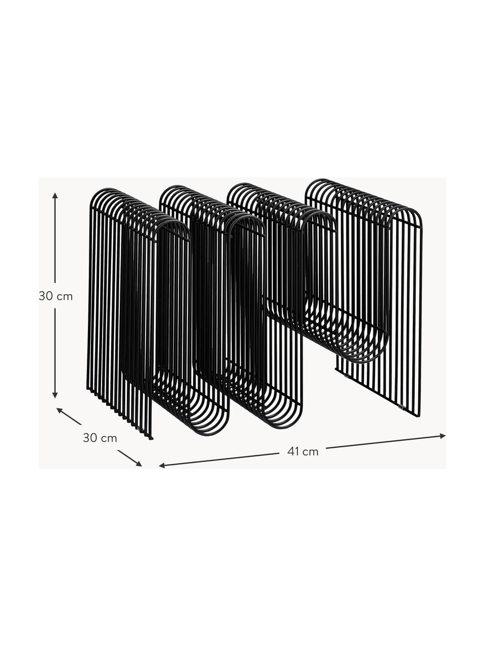 Portariviste in metallo Curva, Ferro rivestito, Nero, Larg. 41 x Alt. 30 cm