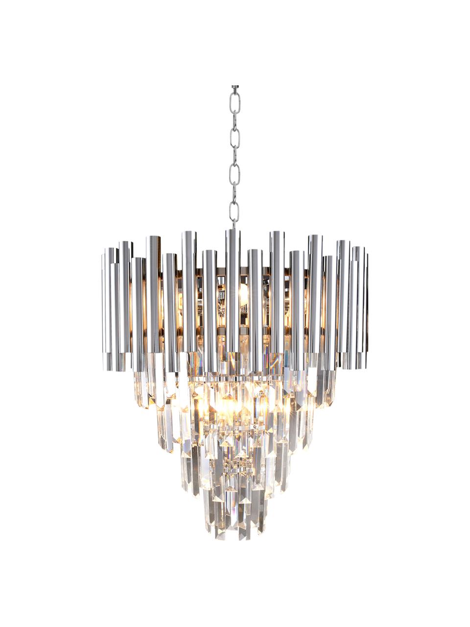 Dizajnový luster Madison, Odtiene chrómovej, priehľadná, Ø 45 x V 50 cm