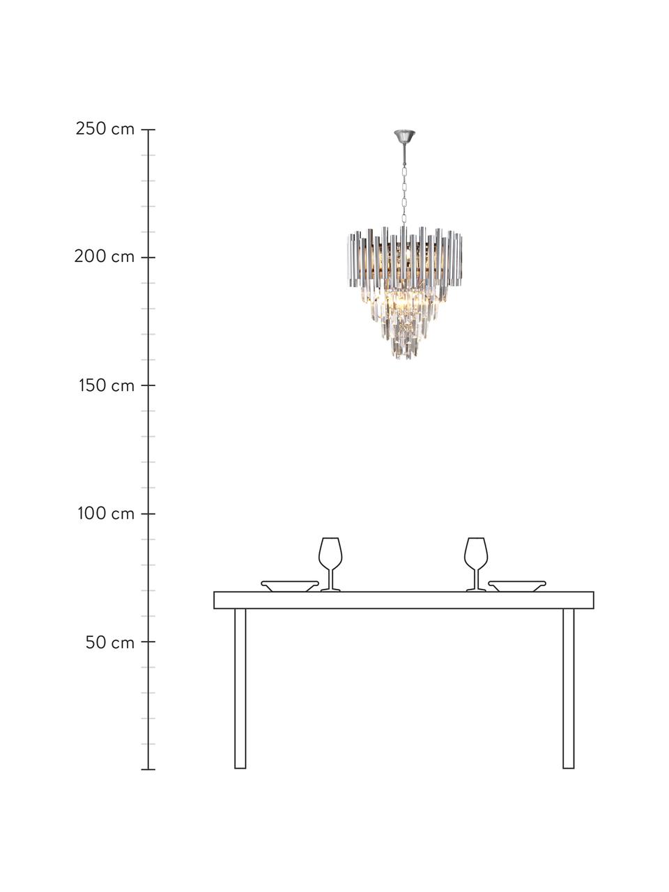 Design Kronleuchter Madison, Lampenschirm: Metall, beschichtet, Baldachin: Metall, beschichtet, Chromfarben, Transparent, Ø 45 x H 50 cm
