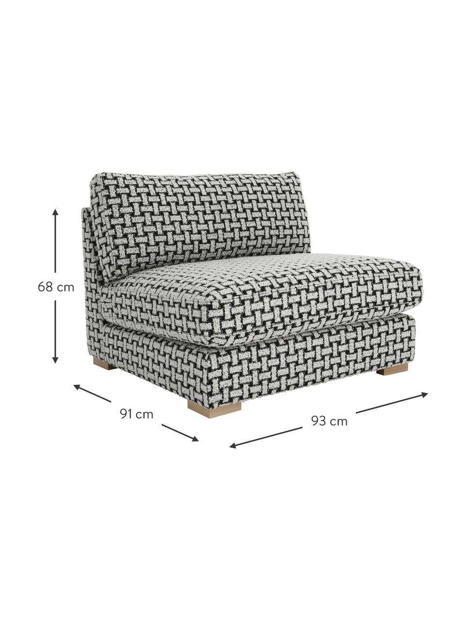 Fotel wypoczynkowy bouclé Stories, Tapicerka: 50% poliester, 50% bawełn, Korpus: drewno sosnowe, sklejka, Czarnobiała tkanina, S 93 x G 91 cm