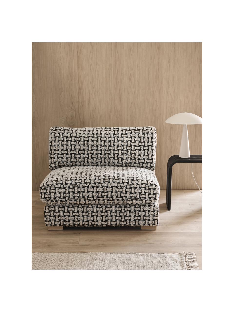 Fauteuil lounge tissu bouclé Stories, Tissu noir, blanc, larg. 93 x prof. 91 cm