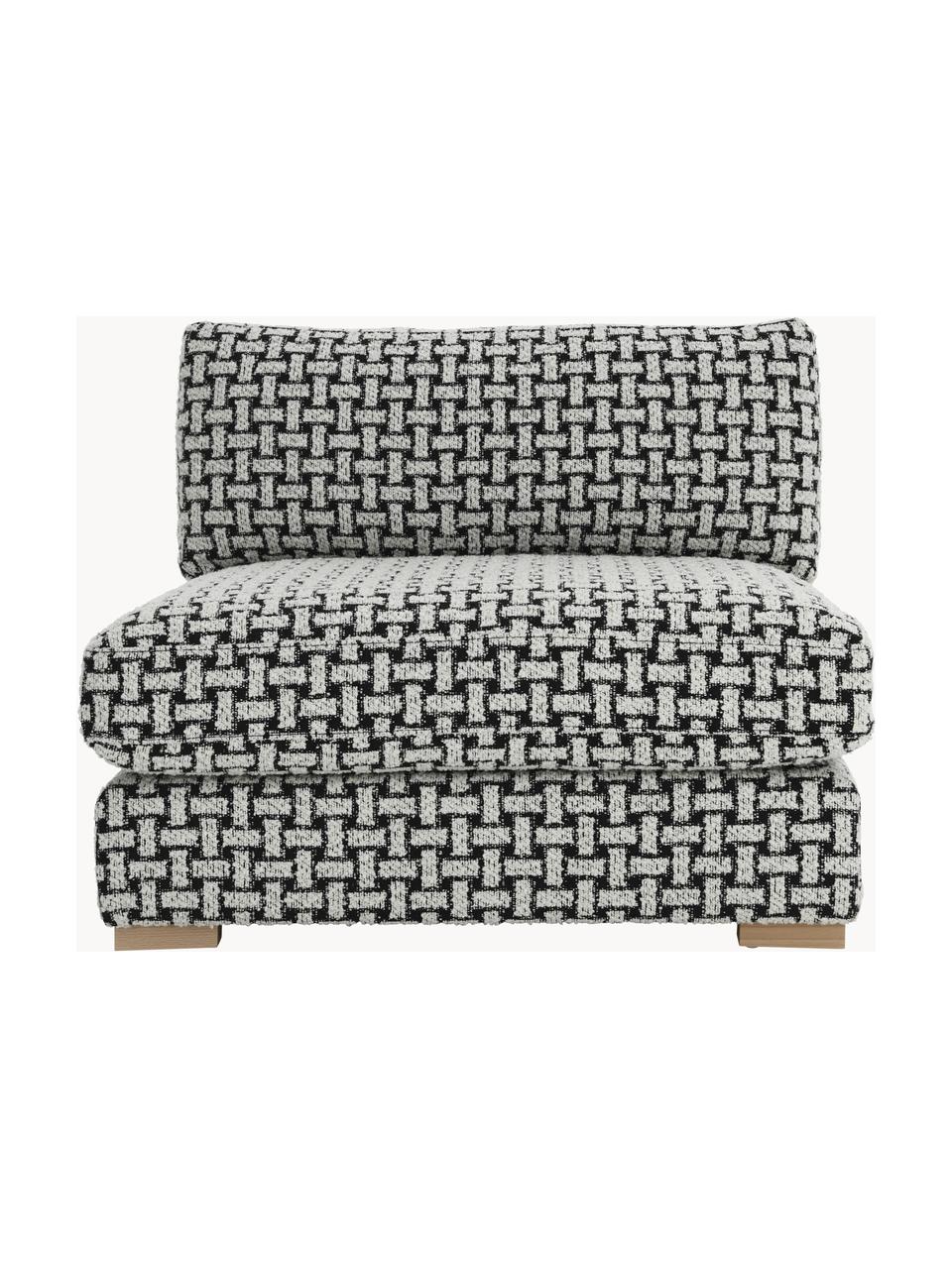 Bouclé-Loungesessel Stories, Bezug: 50 % Polyester, 50 % Baum, Gestell: Kieferholz, Sperrholz, Webstoff Schwarz, Weiß, B 93 x T 91 cm