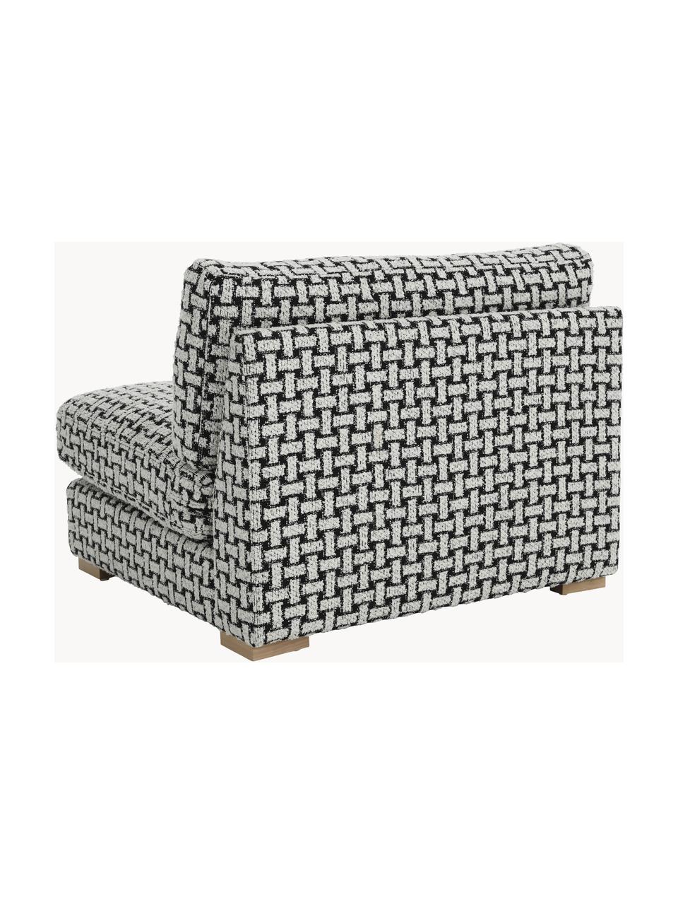 Bouclé-Loungesessel Stories, Bezug: 50 % Polyester, 50 % Baum, Gestell: Kieferholz, Sperrholz, Webstoff Schwarz, Weiß, B 93 x T 91 cm