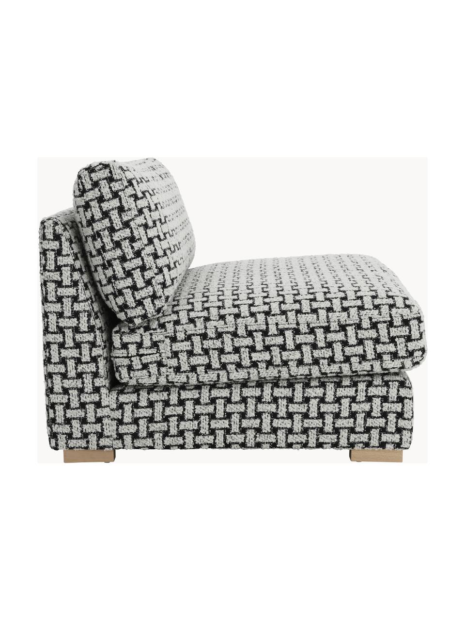 Bouclé-Loungesessel Stories, Bezug: 50 % Polyester, 50 % Baum, Gestell: Kieferholz, Sperrholz, Webstoff Schwarz, Weiß, B 93 x T 91 cm