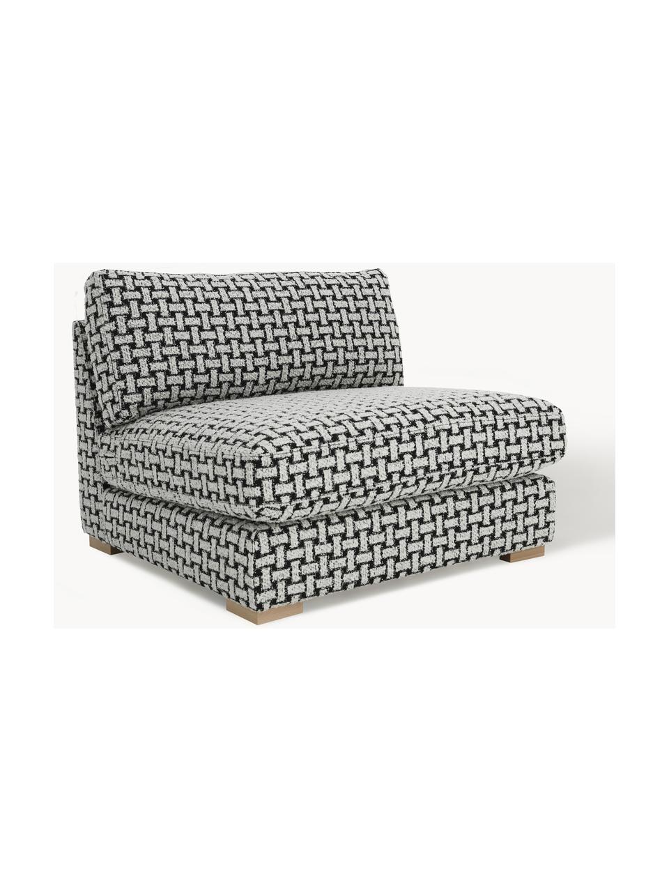 Bouclé-Loungesessel Stories, Bezug: 50 % Polyester, 50 % Baum, Gestell: Kieferholz, Sperrholz, Webstoff Schwarz, Weiß, B 93 x T 91 cm