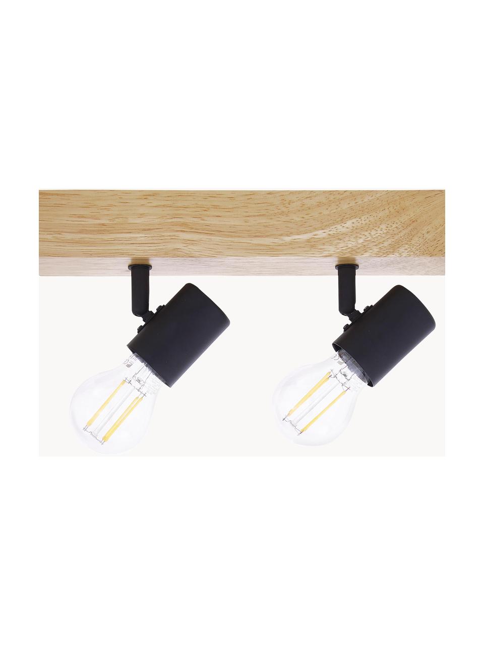 Faretti da soffitto piccoli in legno Townshend, Baldacchino: legno, Nero, legno chiaro, Larg. 30 x Alt. 13 cm