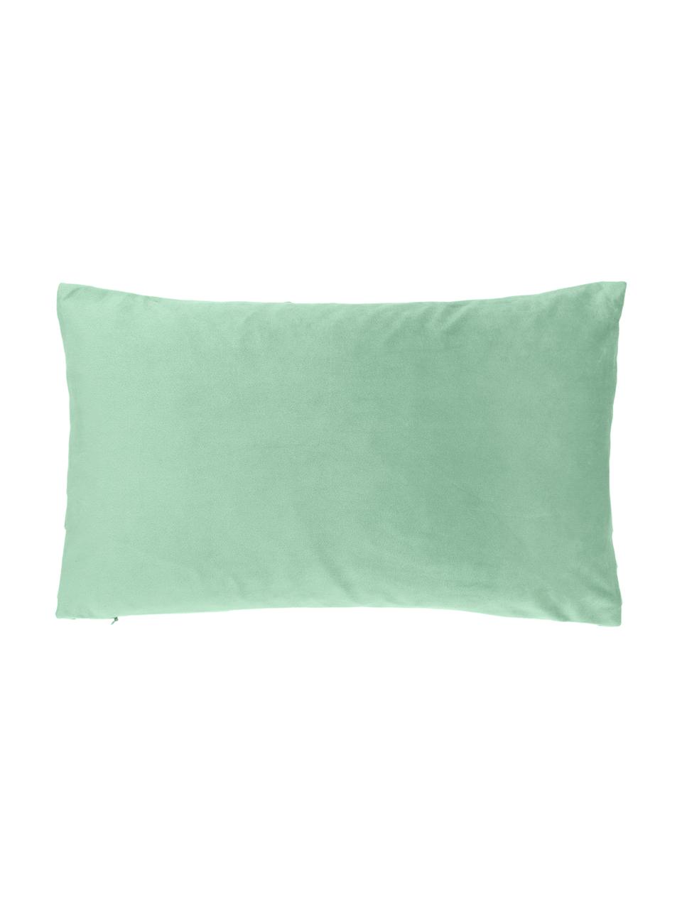 Housse de coussin rectangulaire en velours vert sauge Lucie, 100 % velours de polyester, Vert, larg. 30 x long. 50 cm