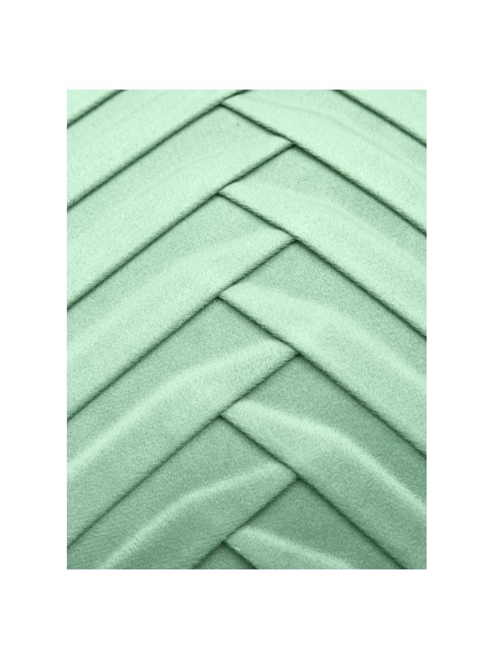 Fluwelen kussenhoes Lucie in saliegroen met structuur-oppervlak, 100% fluweel (polyester), Groen, B 30 x L 50 cm