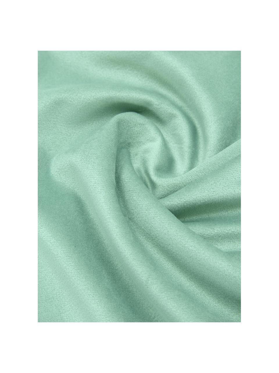 Fluwelen kussenhoes Lucie in saliegroen met structuur-oppervlak, 100% fluweel (polyester), Groen, B 30 x L 50 cm