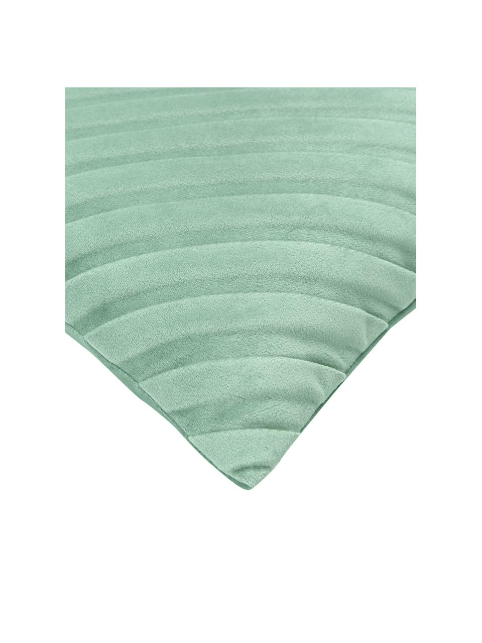 Housse de coussin rectangulaire en velours vert sauge Lucie, 100 % velours de polyester, Vert, larg. 30 x long. 50 cm