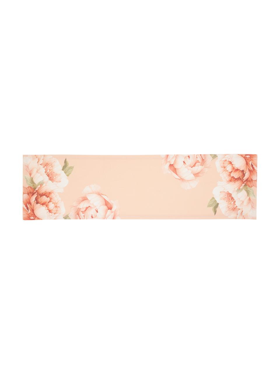Bieżnik z bawełny Peony, 100% bawełna, Blady różowy, z motywem kwiatów, S 40 x D 145 cm