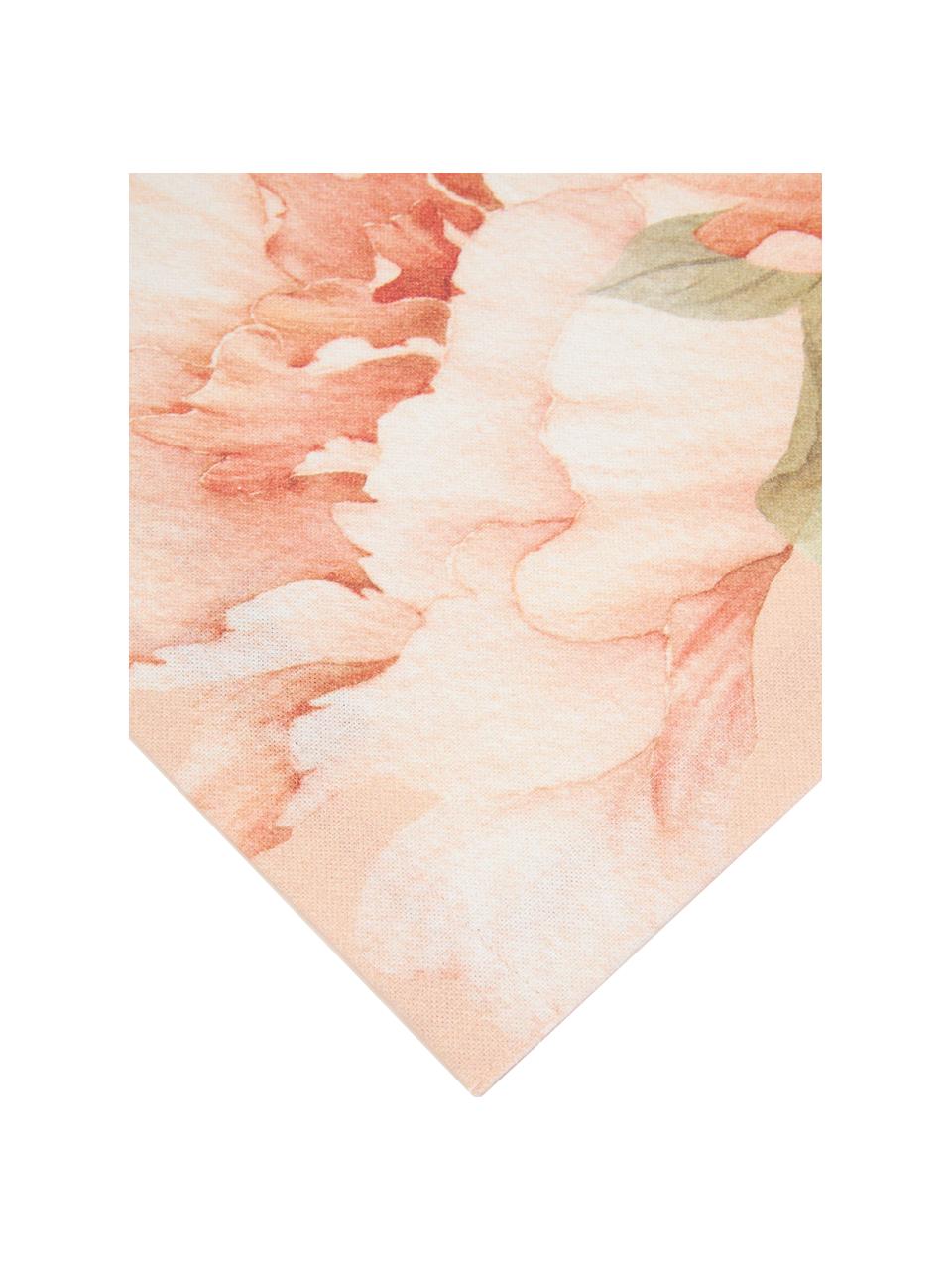 Chemin de table en coton imprimé fleurs Peony, 100 % coton, Rose, motif floral, larg. 40 x long. 145 cm