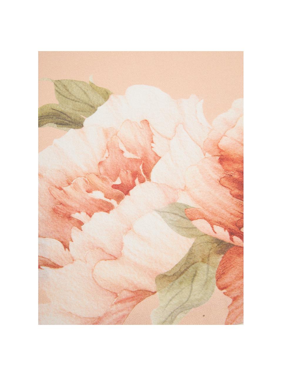 Katoenen tafelloper Peony met bloemmotief, 100% katoen, Roze, met bloemenprint, B 40 x L 145 cm