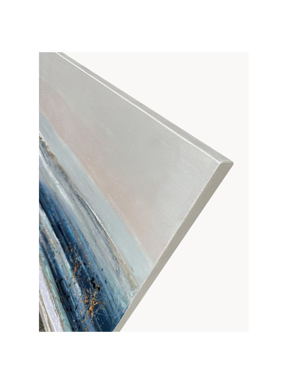 Handgemaltes Leinwandbild Nettuno, Blau- und Weisstöne, Mehrfarbig, B 150 x H 100 cm