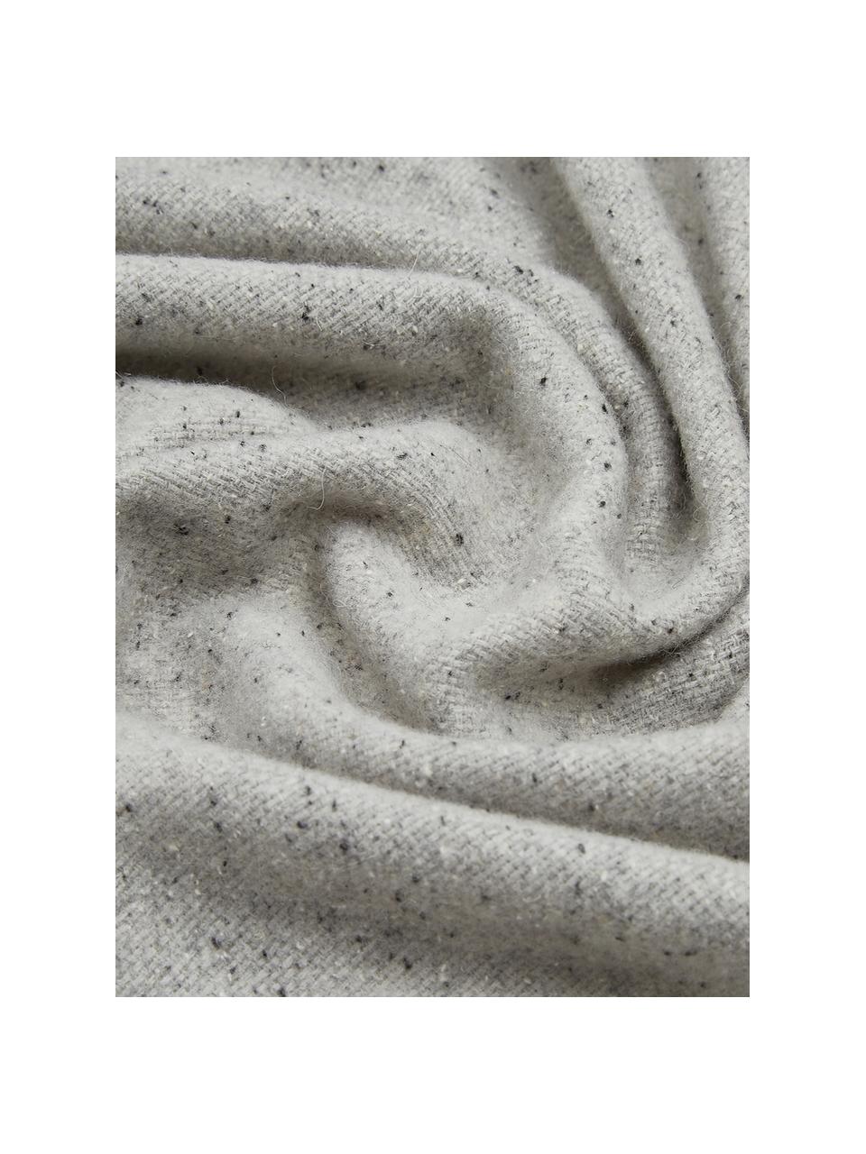 Grau melierte Wolldecke Ionio, 48% Wolle, 25% Polyamid, 12% Viskose, 10% Seide, 5% Kaschmir, Grau, meliert, 130 x 170 cm