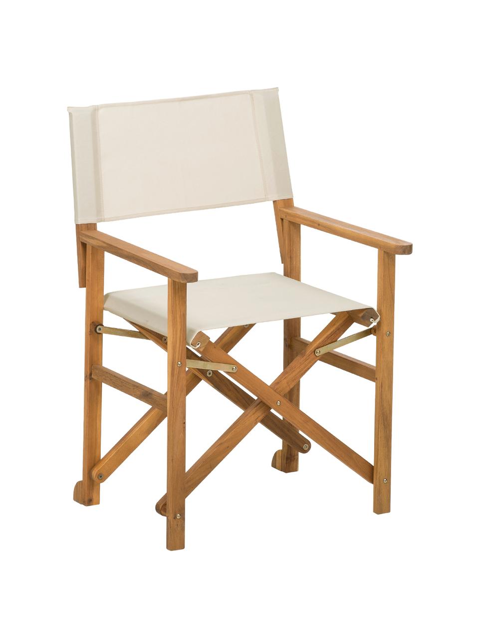 Skladacia režisérska stolička s drevenou konštrukciou Zoe, Biela, Š 52 x H 58 cm