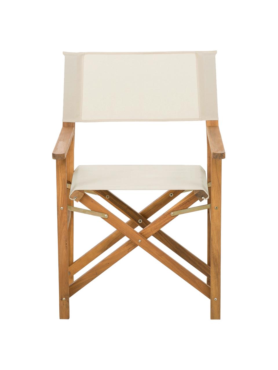 Sedia da regista pieghevole in legno Zoe, Struttura: legno di acacia oliato, Bianco, Larg. 52 x Prof. 58 cm