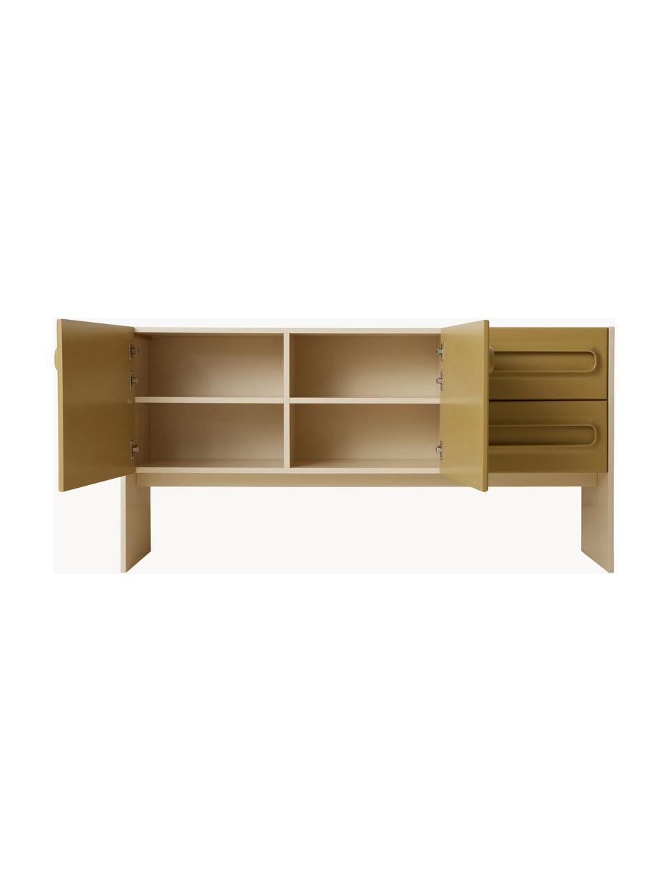 Sideboard Space, Mitteldichte Holzfaserplatte (MDF), Olivgrün, Hellbeige, B 160 x H 80 cm