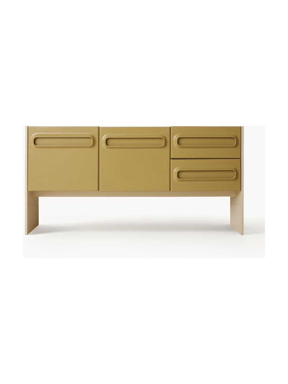 Sideboard Space, Mitteldichte Holzfaserplatte (MDF), Olivgrün, Hellbeige, B 160 x H 80 cm