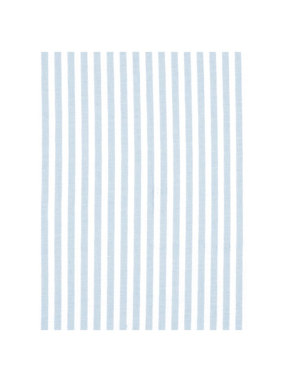 Oboustranné pruhované povlečení z bavlny Lorena, Bílá, světle modrá, 140 x 200 cm + 1 polštář 80 x 80 cm