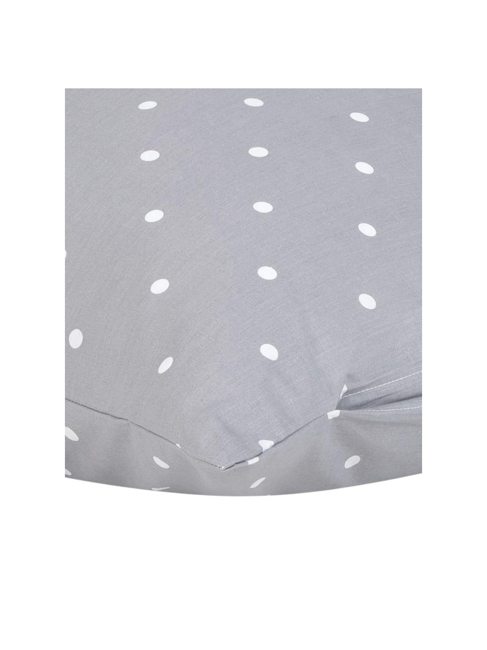 Gepunktete Baumwoll-Kissenbezüge Dotty in Grau/Weiß, 2 Stück, Webart: Renforcé Fadendichte 144 , Grau, Weiß, 40 x 80 cm