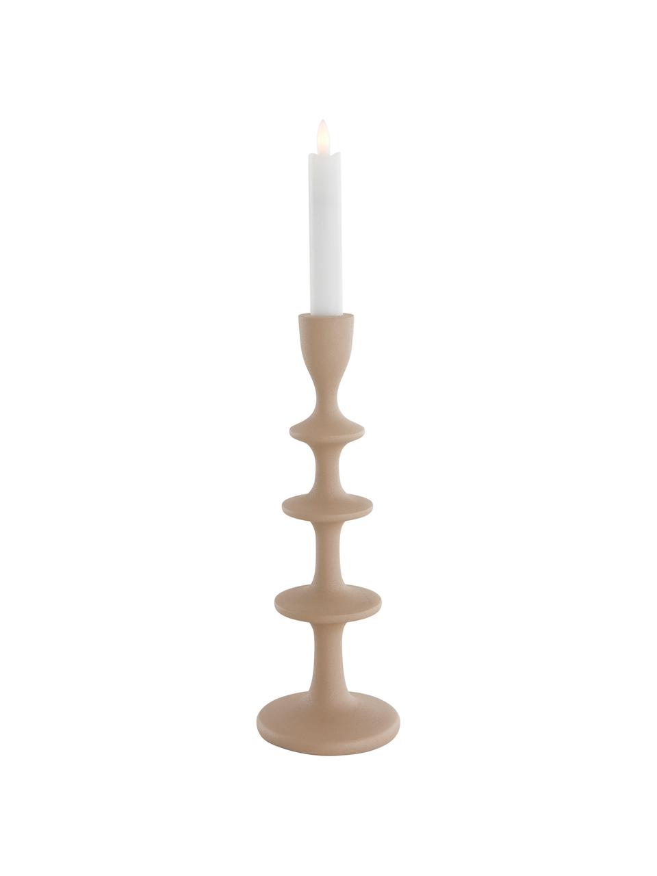 Design-Kerzenhalter Jacky in Beige, Aluminium, beschichtet, Beige, Ø 11 x H 30 cm