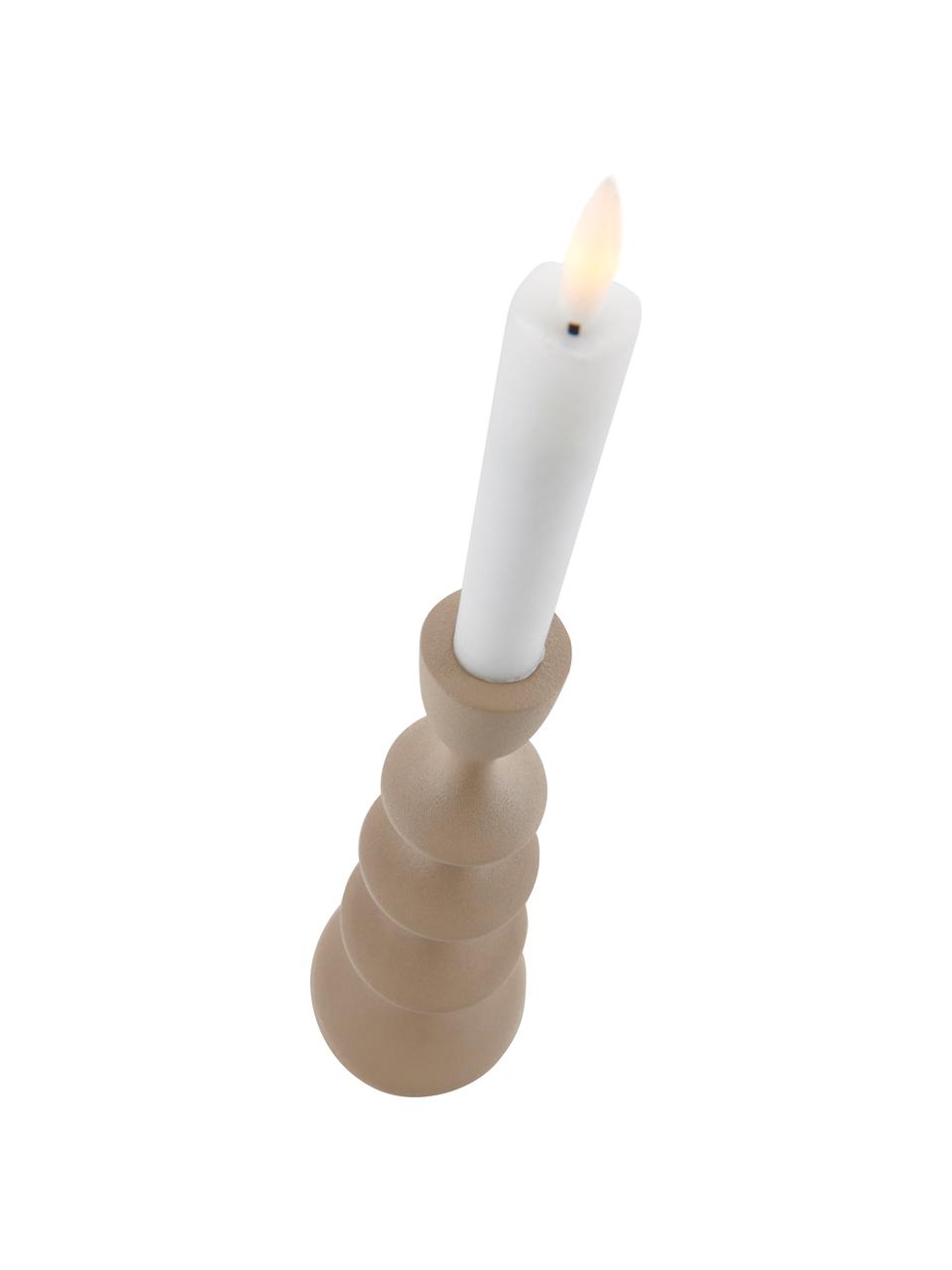 Bougeoir beige Jacky, Aluminium, enduit, Beige, Ø 11 cm x haut. 30 cm