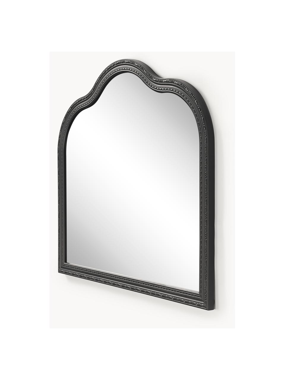 Specchio da parete barocco Muriel, Cornice: legno massiccio rivestito, Retro: pannello di fibra a media, Superficie dello specchio: lastra di vetro, Nero, Larg. 90 x Alt. 77 cm