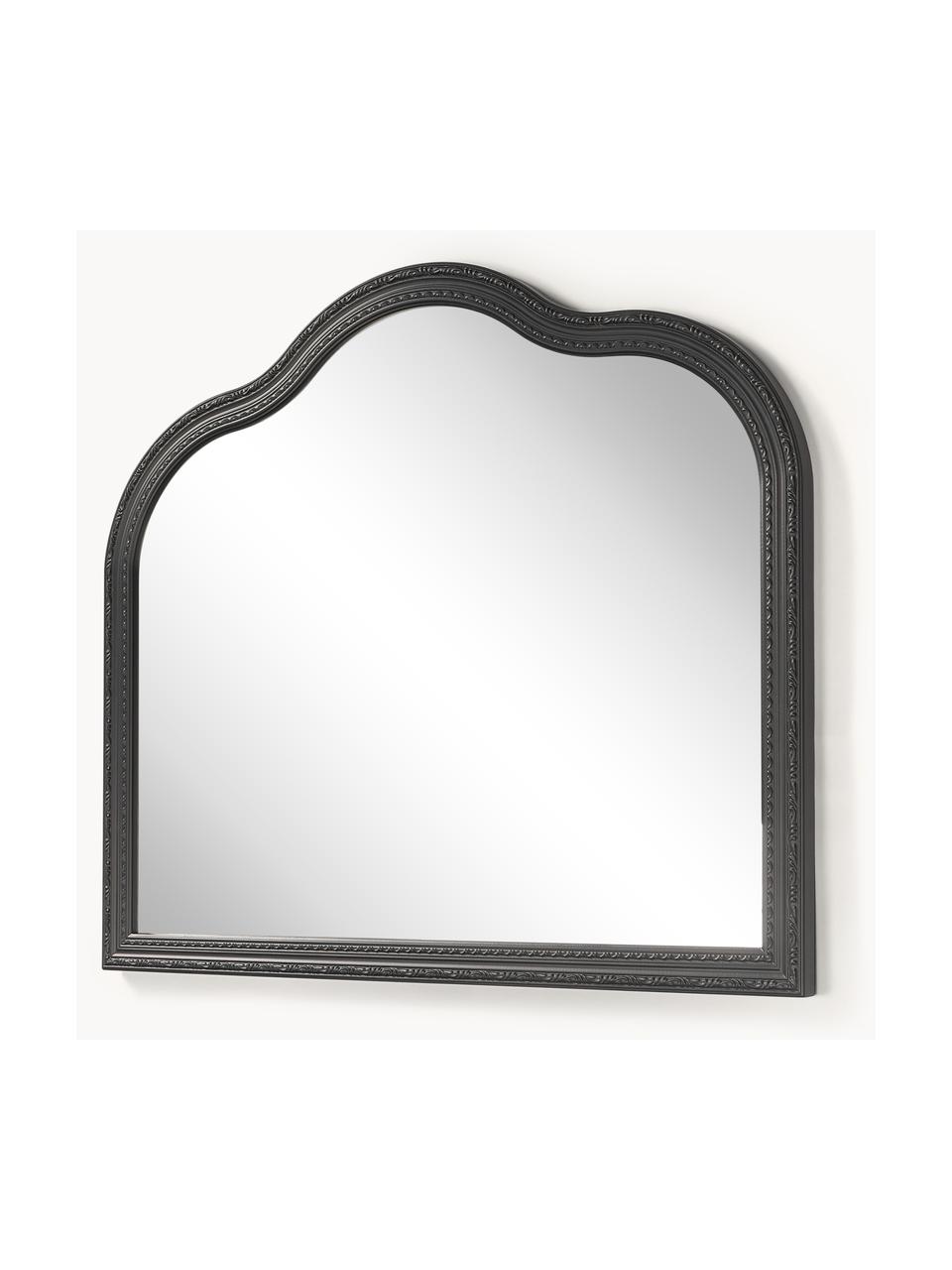 Espejo de pared barroco Muriel, Parte trasera: tablero de fibras de dens, Espejo: cristal, Negro, An 90 x Al 77 cm